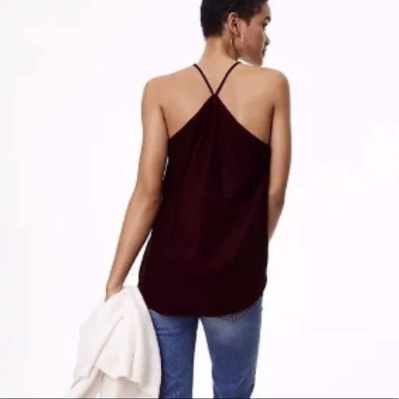 LOFT Black Velvet Spaghetti Strap Tank Top - Picture 2 of 7